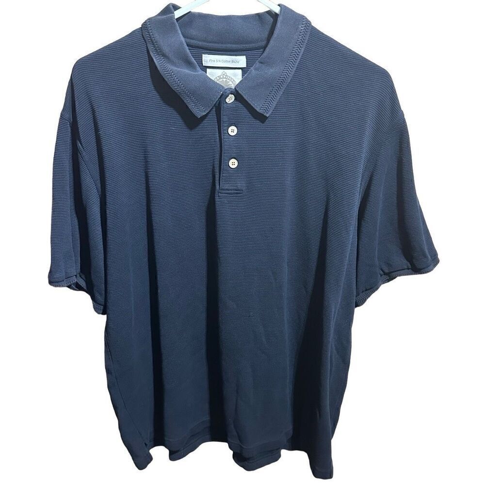 Men's Black Polo Paradise Collection Fine Silk Cotton Blend Shirt Size XL